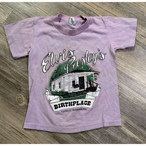 Vtg 80s Elvis Kids Tshirt Size XS 2-4 Single Stitch Presley's Birthplace Tupelo